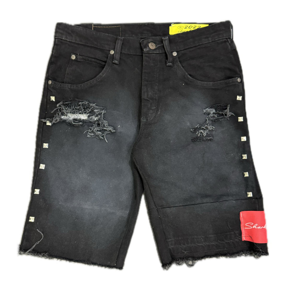 Black Acidwash Jorts