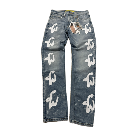 Light script denim